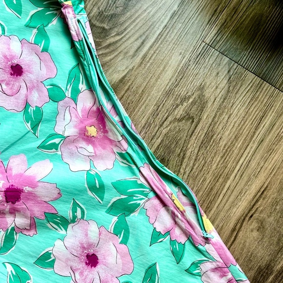 NWT GB Gianni Bini One Shoulder Floral Mini Dress Aqua Pink Side Cut Out  Size L - Picture 11 of 13